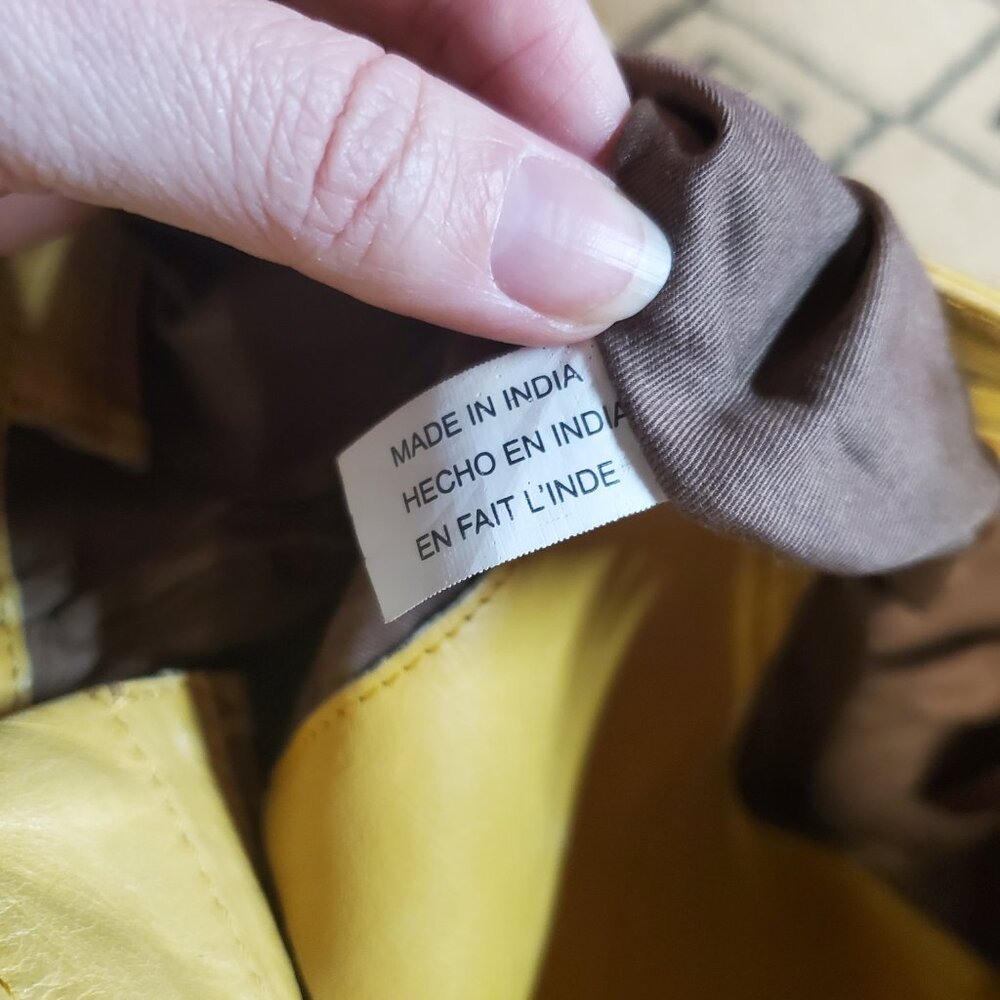 TANO Soft Leather Yellow White Brown Purse - Picture 7 of 8